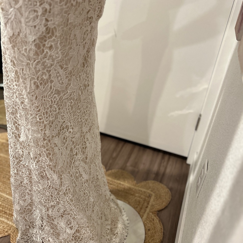 Elegant strapless lace wedding gown by Impression Bridal. - Picture 7 of 9
